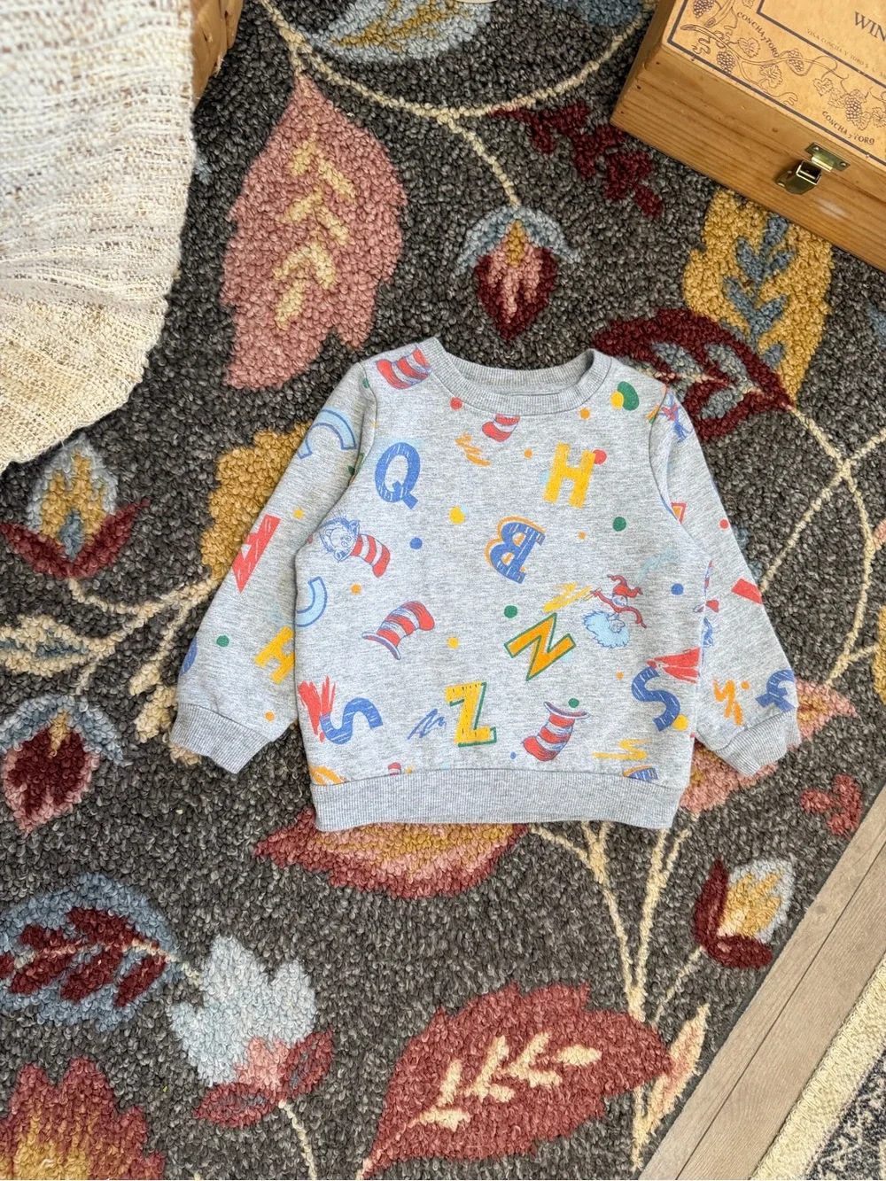 Dr. Seuss Alphabet Print Sweatshirt 2T Toddler Gray Multicolor Alphabet